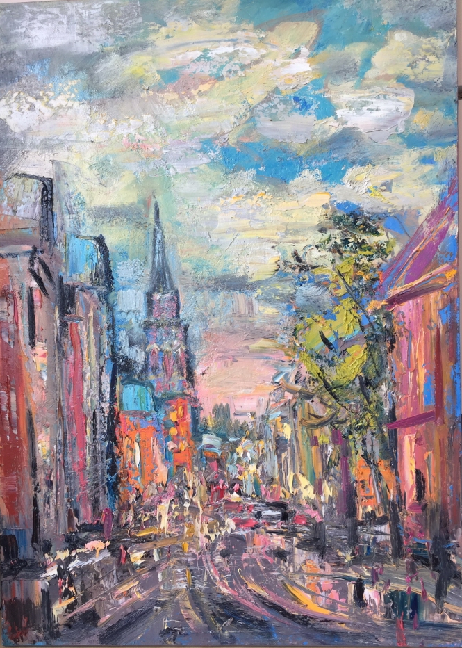 Painting for sale online - Old alley of Prague. Night.