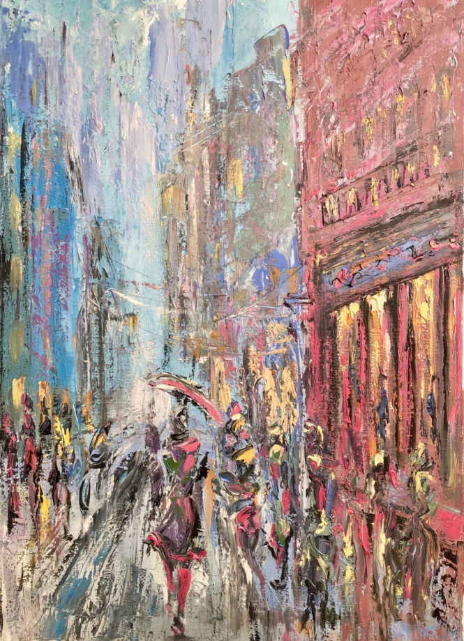 Painting for sale online - Walking tour of Moscow, Old Arbat.