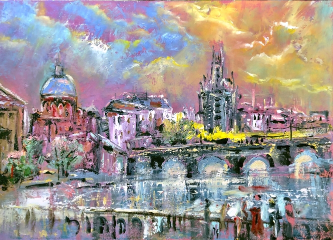 Painting for sale online - Venice in the rays of sunset.