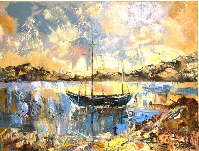 Painting for sale online - Fairy tale brig.