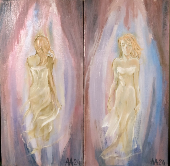 Painting for sale online - Inspiration. Muse. (Diptych)