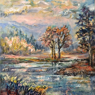 Painting for sale online - Pink sunset,3 .