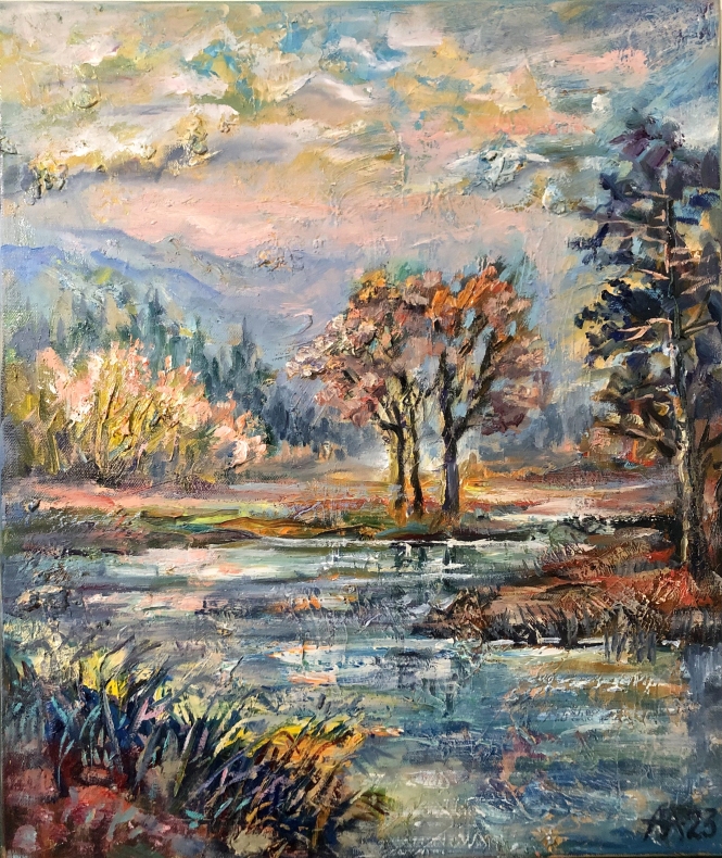 Painting for sale online - Pink sunset,3 .