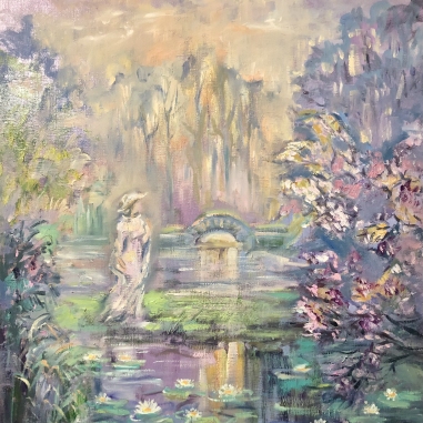 Painting for sale online - Walk on the pond.