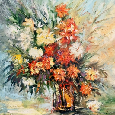 Painting for sale online - A bouquet by the window.