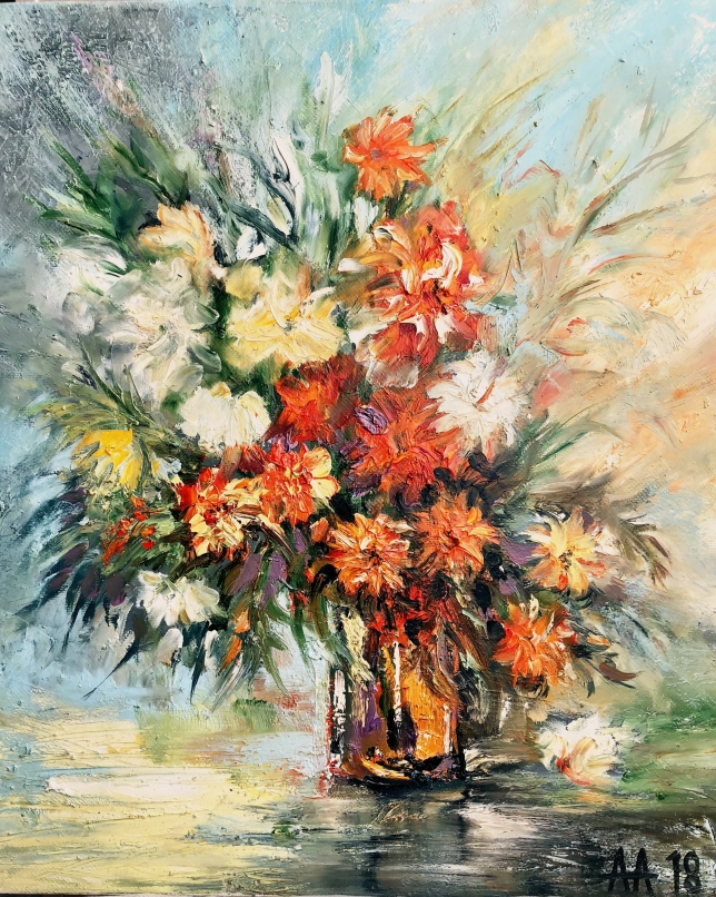 Painting for sale online - A bouquet by the window.