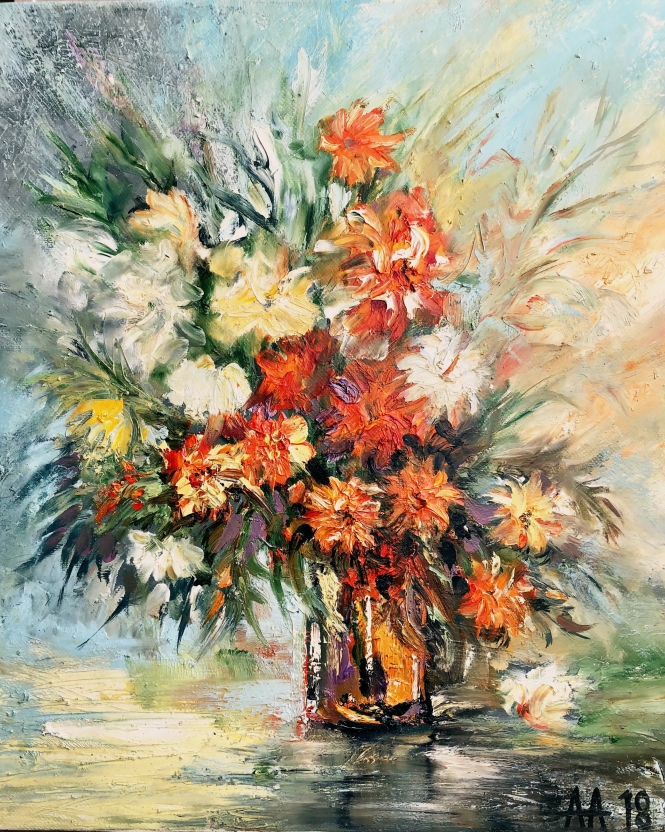 Painting for sale online - A bouquet by the window.