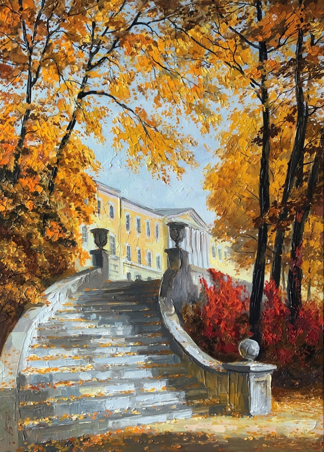 Painting for sale online - Leaf fall in the old park.