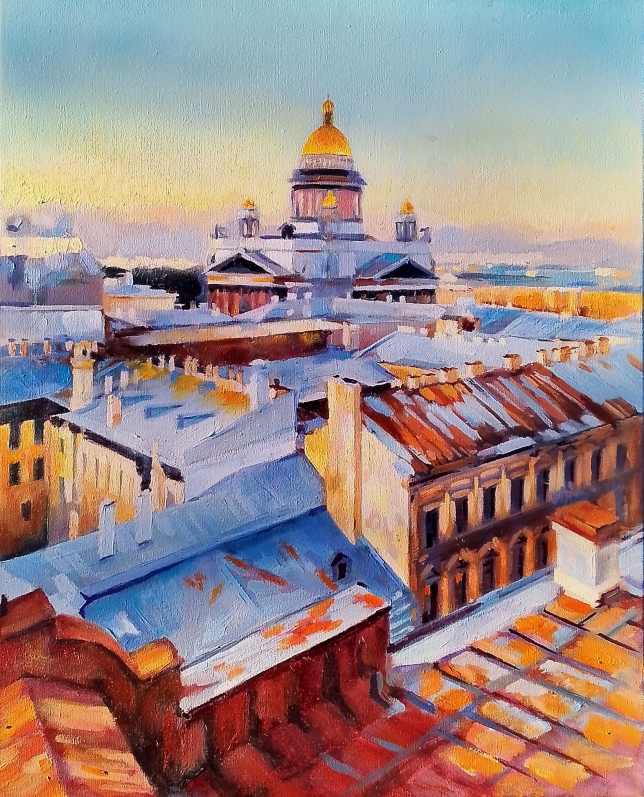 Painting for sale online - Snow covered roofs