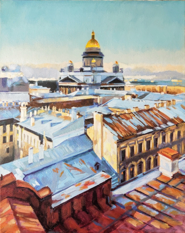 Painting for sale online - Snow covered roofs