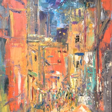 Painting for sale online - Alley in Europe.