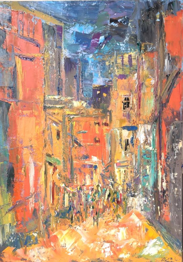 Painting for sale online - Alley in Europe.