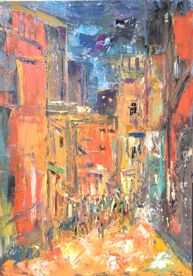 Painting for sale online - Alley in Europe.