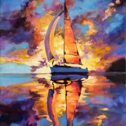 Painting for sale online - Scarlet Sails