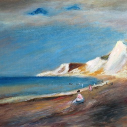 Painting for sale online - Beach at Varengeville (copy of Renoir's painting)