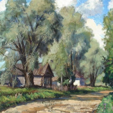 Painting for sale online - Around the bend (Korolevo village)