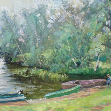 Painting for sale online - Rain on the Volga in Karacharovo