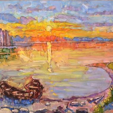Painting for sale online - Evening on the Yenisei River