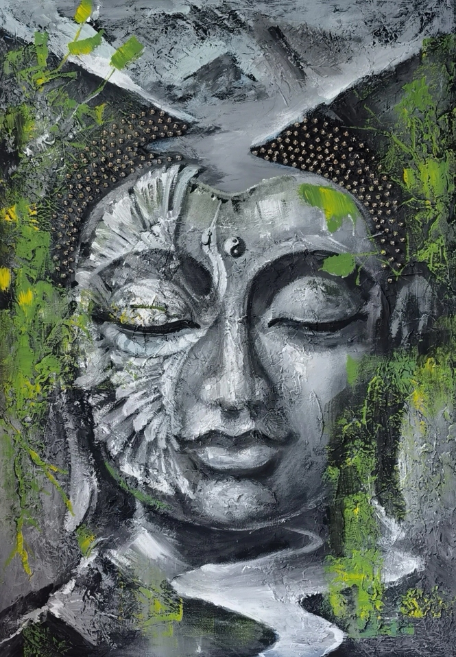 Painting for sale online - Textured painting Buddha. Bali.