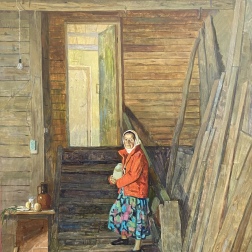 Painting for sale online - Woman with a can of milk
