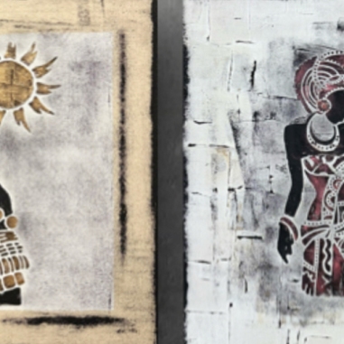 Painting for sale online - Diptych Africa