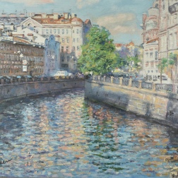 Painting for sale online - Petersburg Canal Griboyedov Cityscape