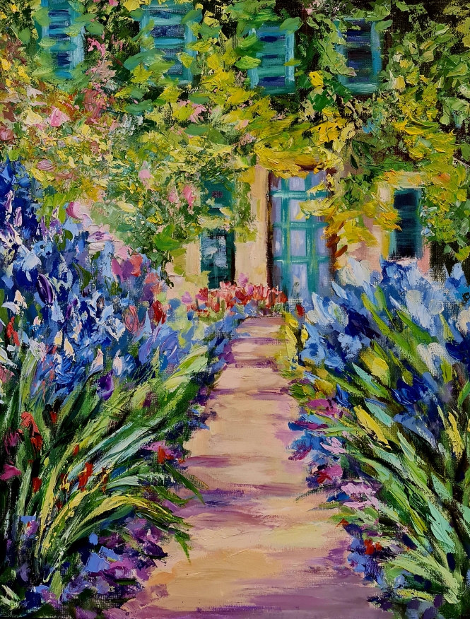 Painting for sale online - Provence. Irises in bloom.