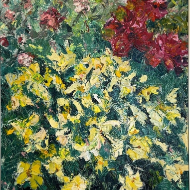 Painting for sale online - Blooming Garden an explosion of colour and the dynamics of nature