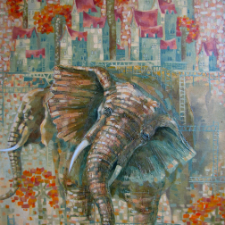 Painting for sale online - On three elephants