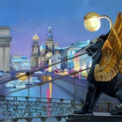 Painting for sale online - Under the shadow of winged lions
