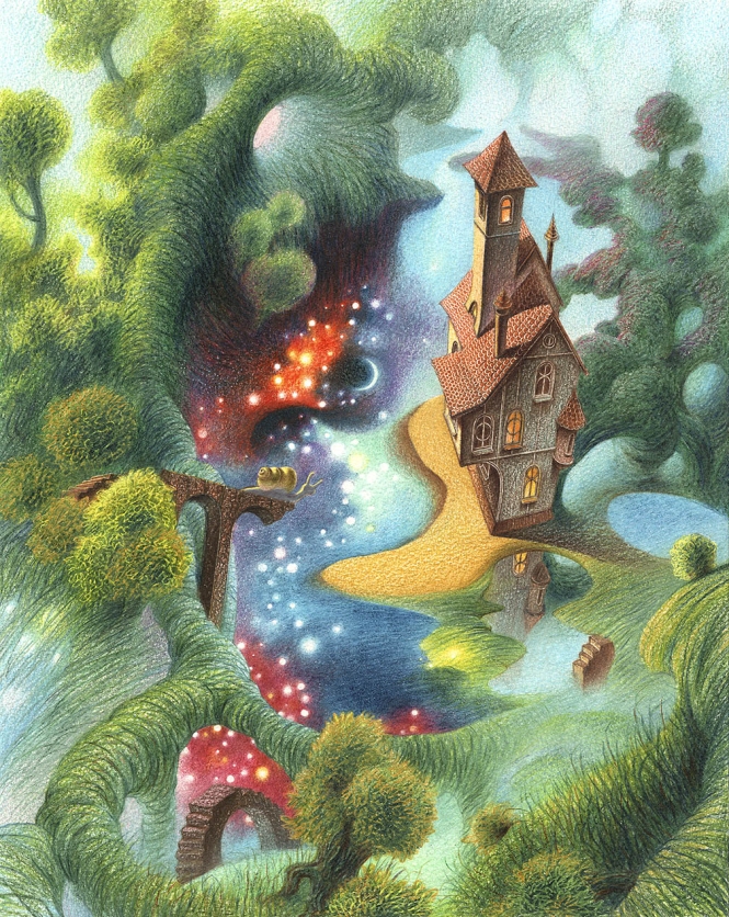 Painting for sale online -  THE HOUSE OF WANDERING DOVE. SUMMER
