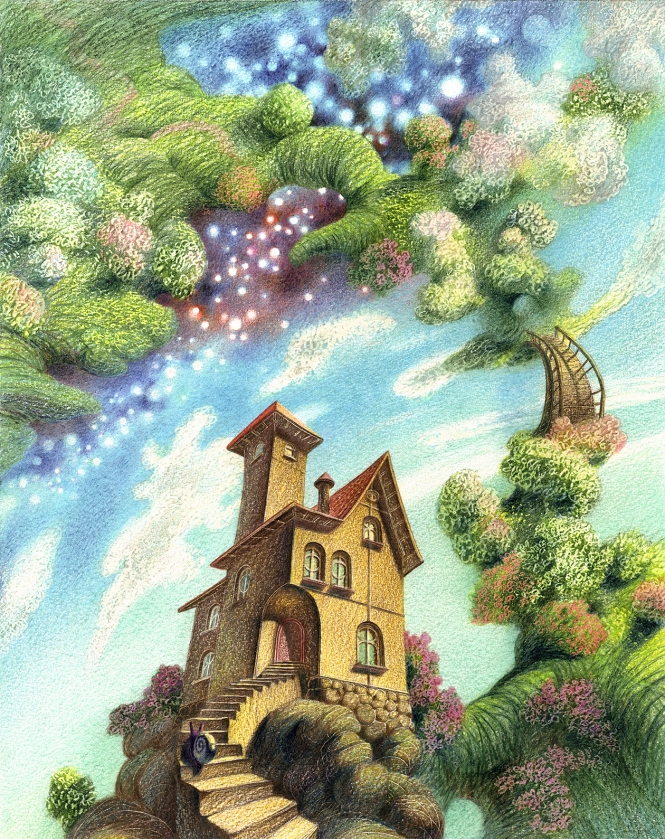 Painting for sale online -  THE HOUSE OF WANDERING DOVE. SPRINGTIME