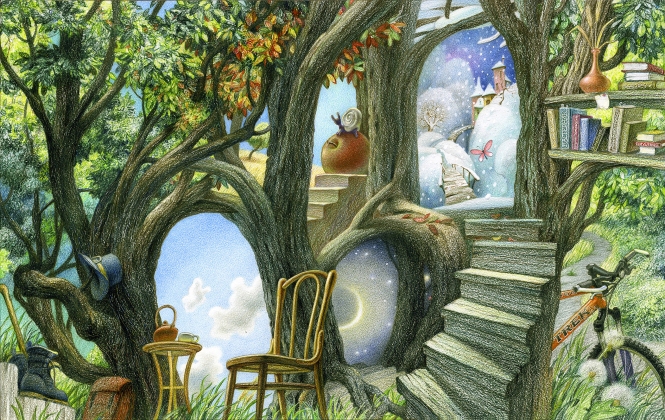 Painting for sale online -  THE HOUSE OF WANDERING DOVE. AT HOME