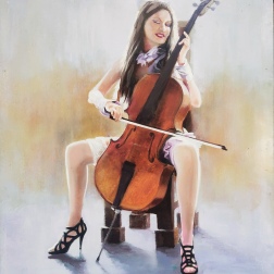 Painting for sale online - Girl and cello