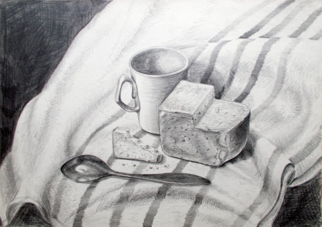 Painting for sale online - Still life with Bread and a Spoon