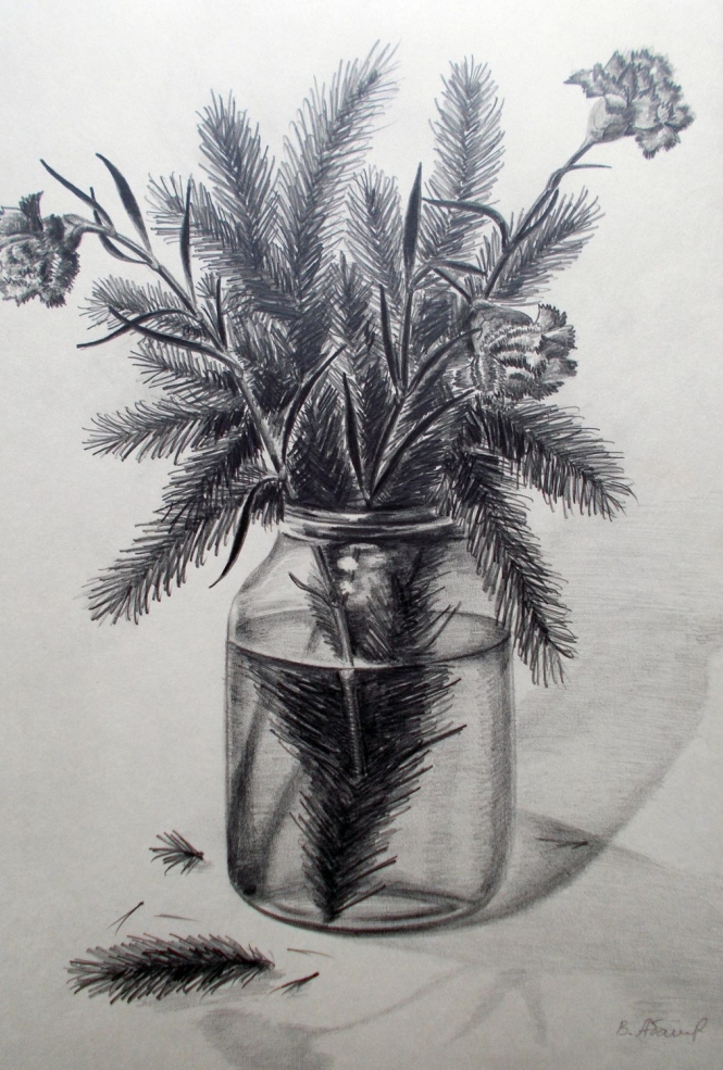 Painting for sale online - Christmas Tree with Carnations