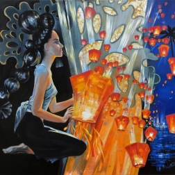 Painting for sale online - Lucky lanterns