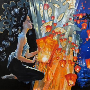 Painting for sale online - Lucky lanterns