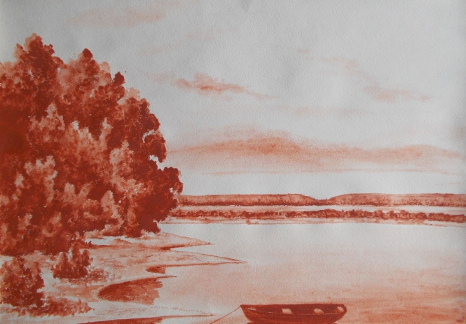 Painting for sale online - Landscape with a Boat 1