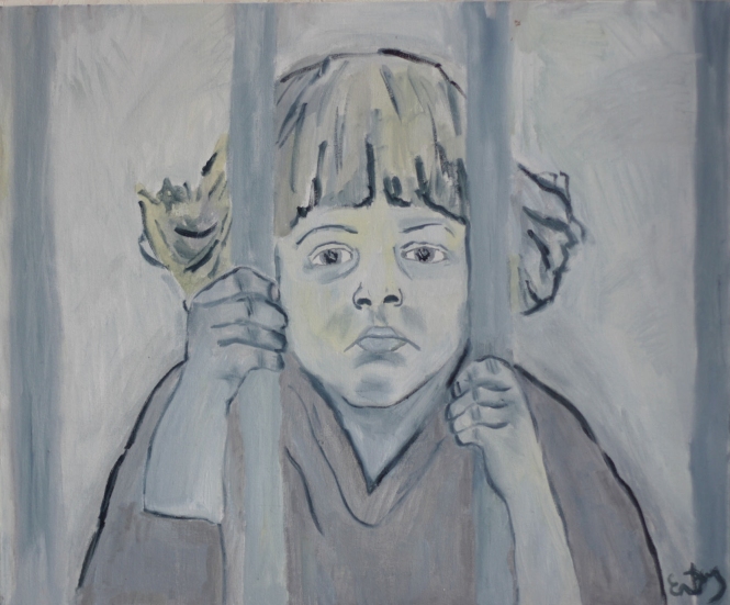 Painting for sale online - Girl behind bars