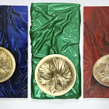 Painting for sale online - Triptych: Blue, Green, Red