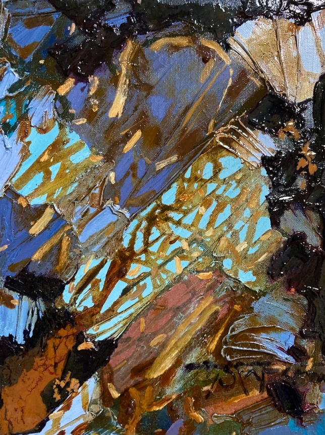 Painting for sale online - Gold earrings with tourmalines 