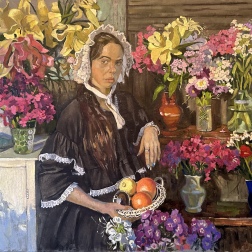 Painting for sale online - Self-portrait in flowers