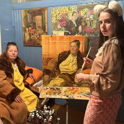 Painting for sale online - Woman in a fur coat