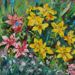 Painting for sale online - LILIES IN THE GARDEN
