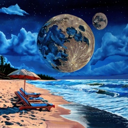 Painting for sale online - Big Moon Blues