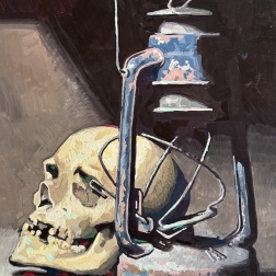 Painting for sale online - Lamp and skull