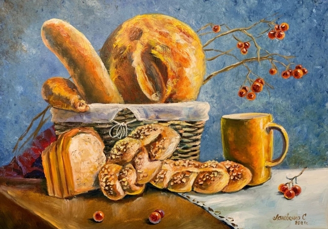 Painting for sale online - Fragrant fluffy bread.