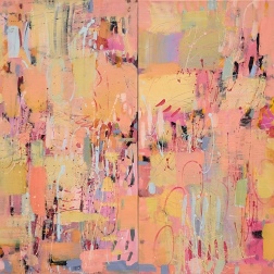 Painting for sale online - Love and apricots (diptych)
