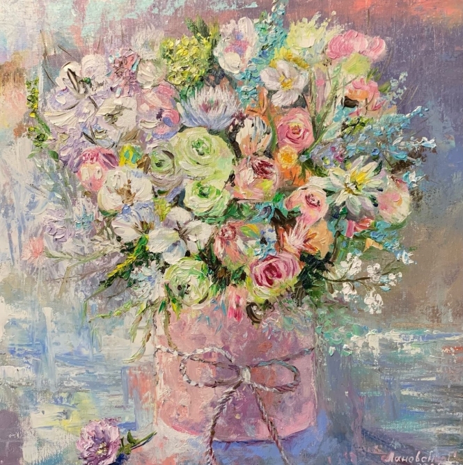 Painting for sale online - A delicate bouquet. Abstraction.